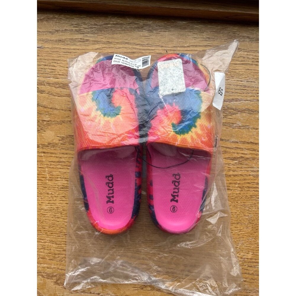 NEW Mudd Pillow Slide Tie-dye Sandals Y2K Vacation Outdoor Chic Sz 9 Slideon